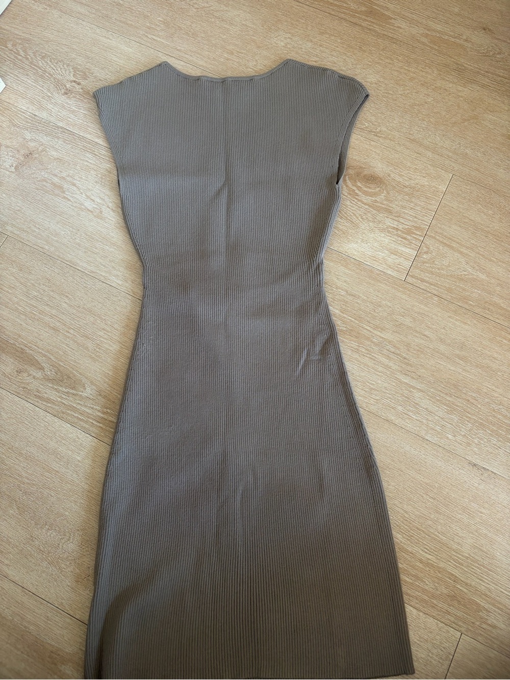 Aritzia Ribbed Cutout Mini Dress - Taupe Brown - Picture 2 of 2